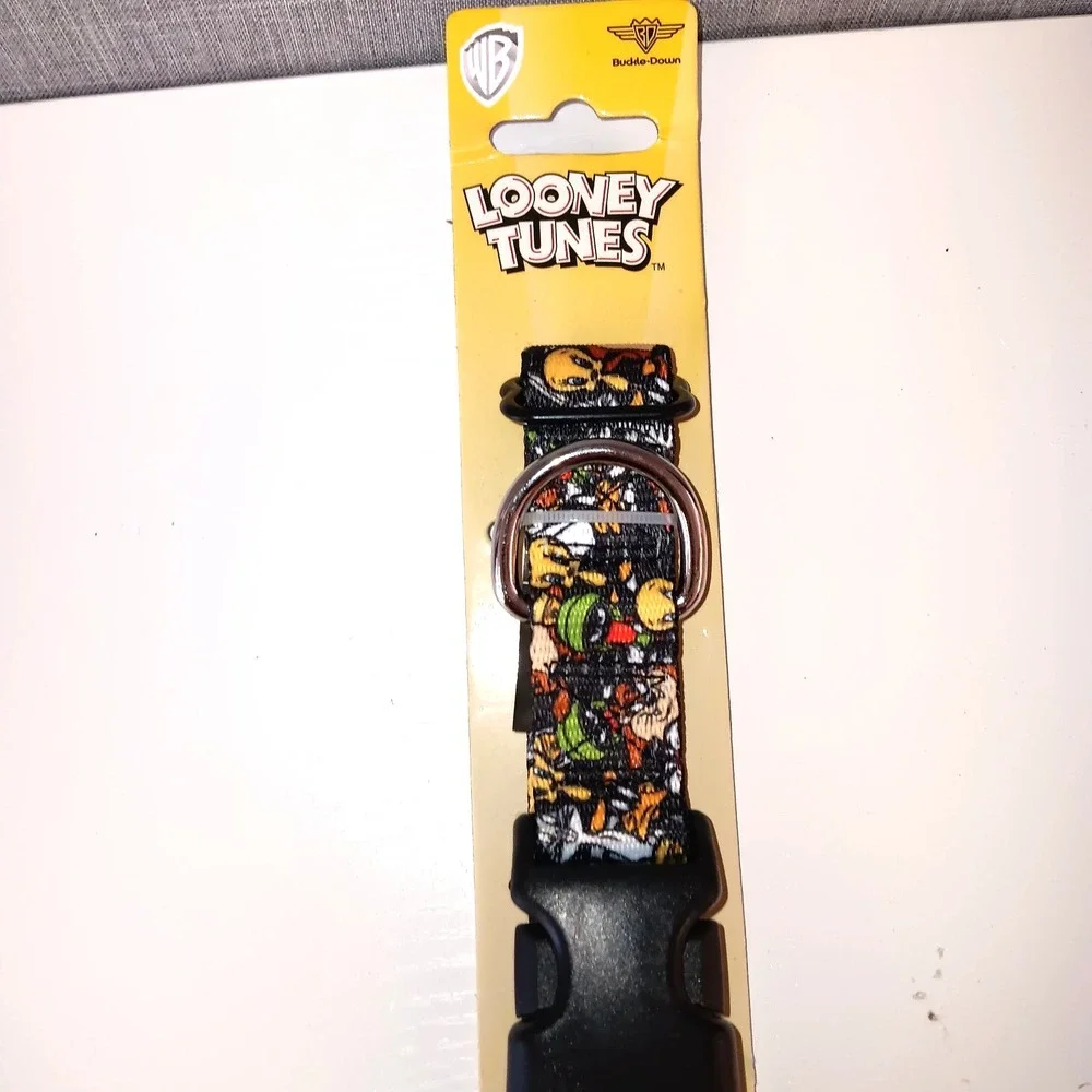 Looney Tunes Dog Collar Large 15-26 Adjustable Buckle Down Cartoon Print New‎